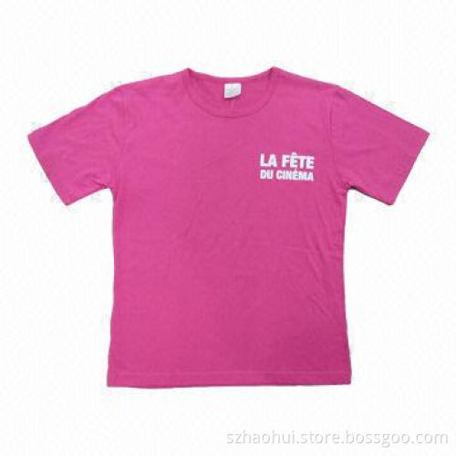 Women's Round Neck Pink T-shirt, Made of 95% Cotton Material